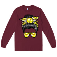 Burgundy softball mom Long Sleeve Tee - RacoonDesign