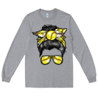 Heather Grey softball mom Long Sleeve Tee - RacoonDesign