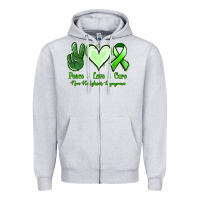 Heather Grey Peace Love Cure Non Hodgkins Lympoma Zipper Hoodie - Jasminsmagicworld