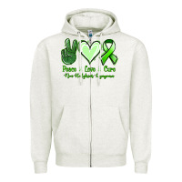 Oatmeal Heather Peace Love Cure Non Hodgkins Lympoma Zipper Hoodie - Jasminsmagicworld