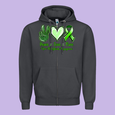 Peace Love Cure Non Hodgkins Lympoma Zipper Hoodie Designed By Jasminsmagicworld