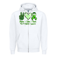 White Peace Love Cure Non Hodgkins Lympoma Zipper Hoodie - Jasminsmagicworld
