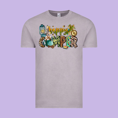 Happy Camper Vintage Tee Designed By Cowhidedigitalart