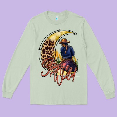 Stay Wild Moon Cowgirl Long Sleeve Tee Designed By Racoondesign