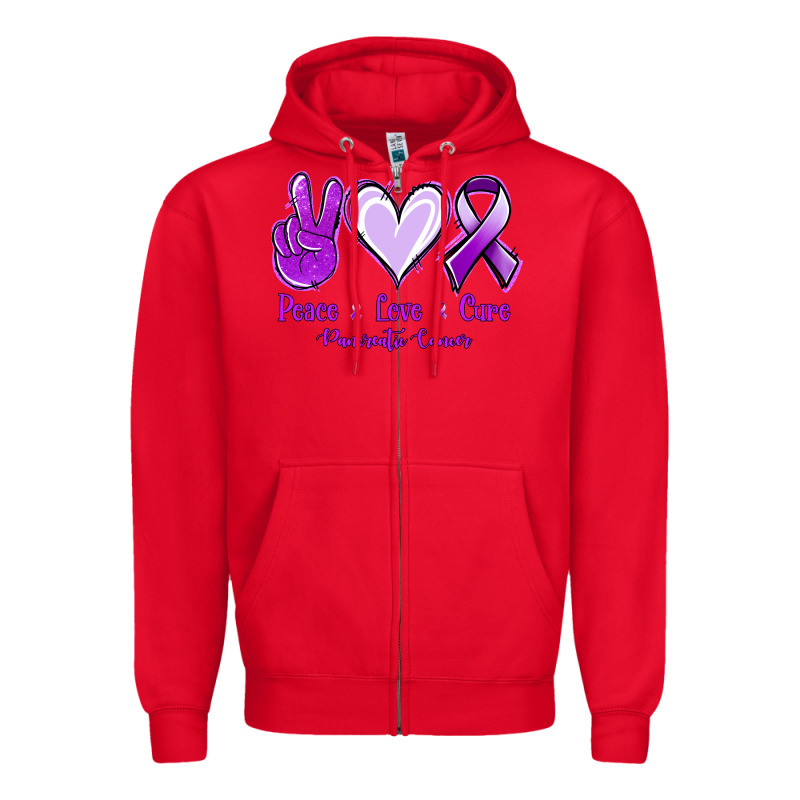 Pace Love Cure Pancreatic Cancer Zipper Hoodie by Jasminsmagicworld | Teevron