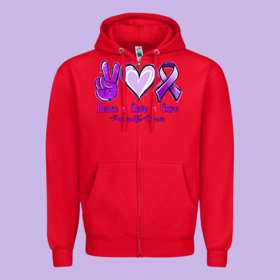Pace Love Cure Pancreatic Cancer Zipper Hoodie Designed By Jasminsmagicworld