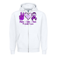 White Pace Love Cure Pancreatic Cancer Zipper Hoodie - Jasminsmagicworld