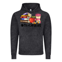 Vintage Black teacher life with books  pen and coffee Vintage Hoodie - Artiststas