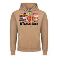 Vintage Coffee teacher life with books  pen and coffee Vintage Hoodie - Artiststas