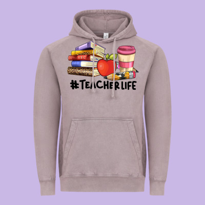 Teacher Life With Books  Pen And Coffee Vintage Hoodie Designed By Artiststas