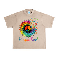 French Oak daisy peace sign hippie soul retro hippie flower lovers t shirt Urban Heavy Tee - baoMotion