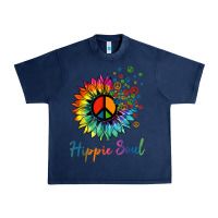 Navy daisy peace sign hippie soul retro hippie flower lovers t shirt Urban Heavy Tee - baoMotion