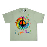Oil Green daisy peace sign hippie soul retro hippie flower lovers t shirt Urban Heavy Tee - baoMotion