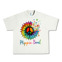 Pistachio daisy peace sign hippie soul retro hippie flower lovers t shirt Urban Heavy Tee - baoMotion
