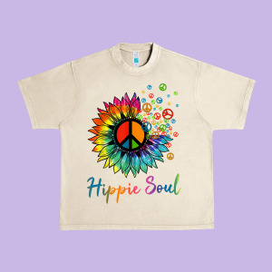 Daisy Peace Sign Hippie Soul Retro Hippie Flower Lovers T Shirt Urban Heavy Tee Designed By Baomotion