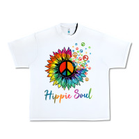 White daisy peace sign hippie soul retro hippie flower lovers t shirt Urban Heavy Tee - baoMotion