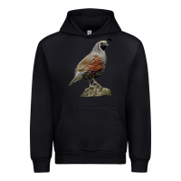 Black California Quail Bird Urban Hoodie - RanaPortraitStore