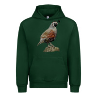 Forest Green California Quail Bird Urban Hoodie - RanaPortraitStore