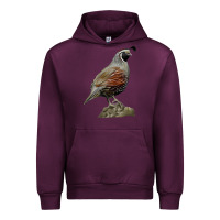 Mauve Wine California Quail Bird Urban Hoodie - RanaPortraitStore