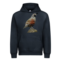 Navy California Quail Bird Urban Hoodie - RanaPortraitStore