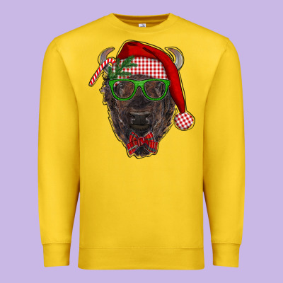 Christmas Bison Premium Sweatshirt Designed By Ranaportraitstore