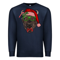 Navy christmas bison Premium Sweatshirt - RanaPortraitStore