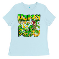 Baby Blue Happy St Patricks Rex Day Ladies Tee - CowhideDigitalArt