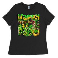 Black Happy St Patricks Rex Day Ladies Tee - CowhideDigitalArt