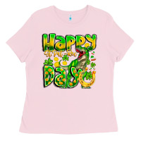 Bubblegum Pink Happy St Patricks Rex Day Ladies Tee - CowhideDigitalArt