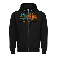 Black peace love dachshund Zipper Hoodie - RanaPortraitStore