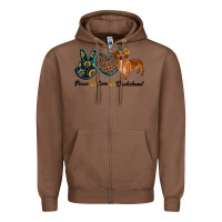 Chestnut peace love dachshund Zipper Hoodie - RanaPortraitStore