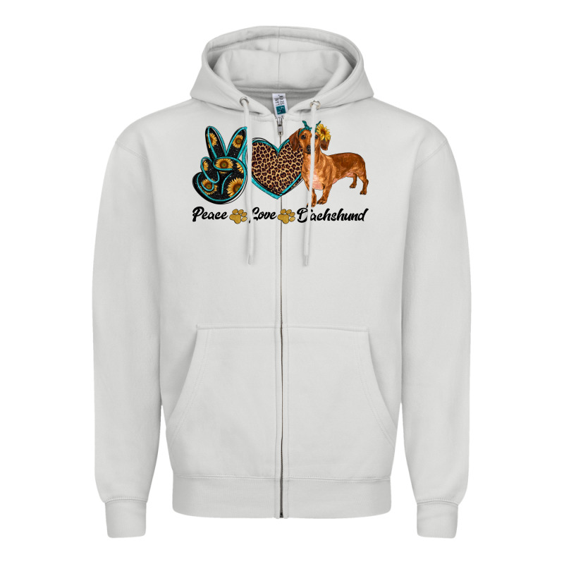 Peace Love Dachshund Zipper Hoodie by RanaPortraitStore | Teevron