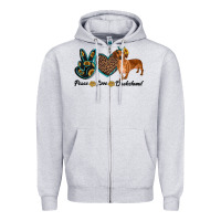 Heather Grey peace love dachshund Zipper Hoodie - RanaPortraitStore