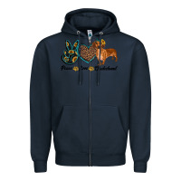 Navy peace love dachshund Zipper Hoodie - RanaPortraitStore