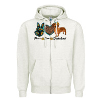 Oatmeal Heather peace love dachshund Zipper Hoodie - RanaPortraitStore