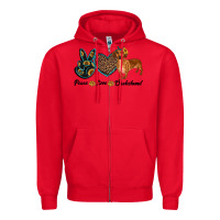 Red peace love dachshund Zipper Hoodie - RanaPortraitStore