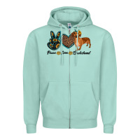 Seafoam peace love dachshund Zipper Hoodie - RanaPortraitStore