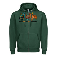 Sports Green peace love dachshund Zipper Hoodie - RanaPortraitStore