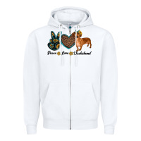 White peace love dachshund Zipper Hoodie - RanaPortraitStore