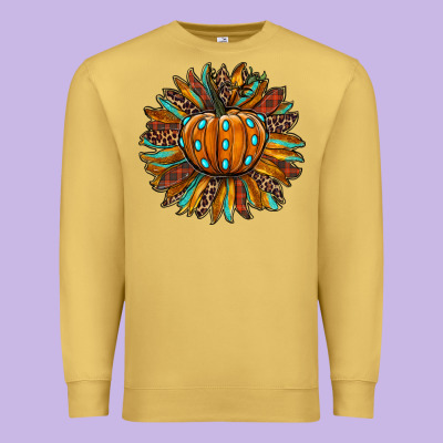 Pumpkin Sunflower Premium Sweatshirt Designed By Ranaportraitstore