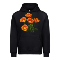 Black California Poppy Flower Urban Hoodie - RanaPortraitStore