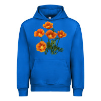Cobalt California Poppy Flower Urban Hoodie - RanaPortraitStore