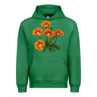 Emerald California Poppy Flower Urban Hoodie - RanaPortraitStore
