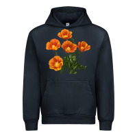 Navy California Poppy Flower Urban Hoodie - RanaPortraitStore