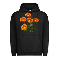 Pigment Black California Poppy Flower Urban Hoodie - RanaPortraitStore
