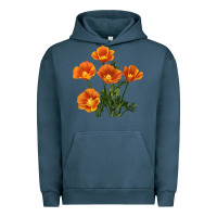 Pigment Midnight Navy California Poppy Flower Urban Hoodie - RanaPortraitStore