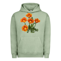 Pigment Oil Green California Poppy Flower Urban Hoodie - RanaPortraitStore