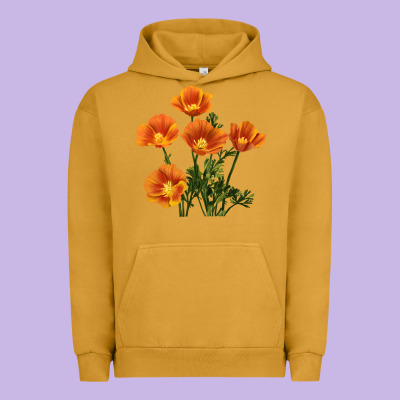 California Poppy Flower Urban Hoodie Designed By Ranaportraitstore