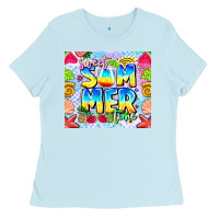 Baby Blue summer time Ladies Tee - CowhideDigitalArt