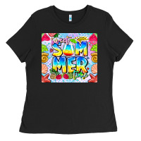 Black summer time Ladies Tee - CowhideDigitalArt